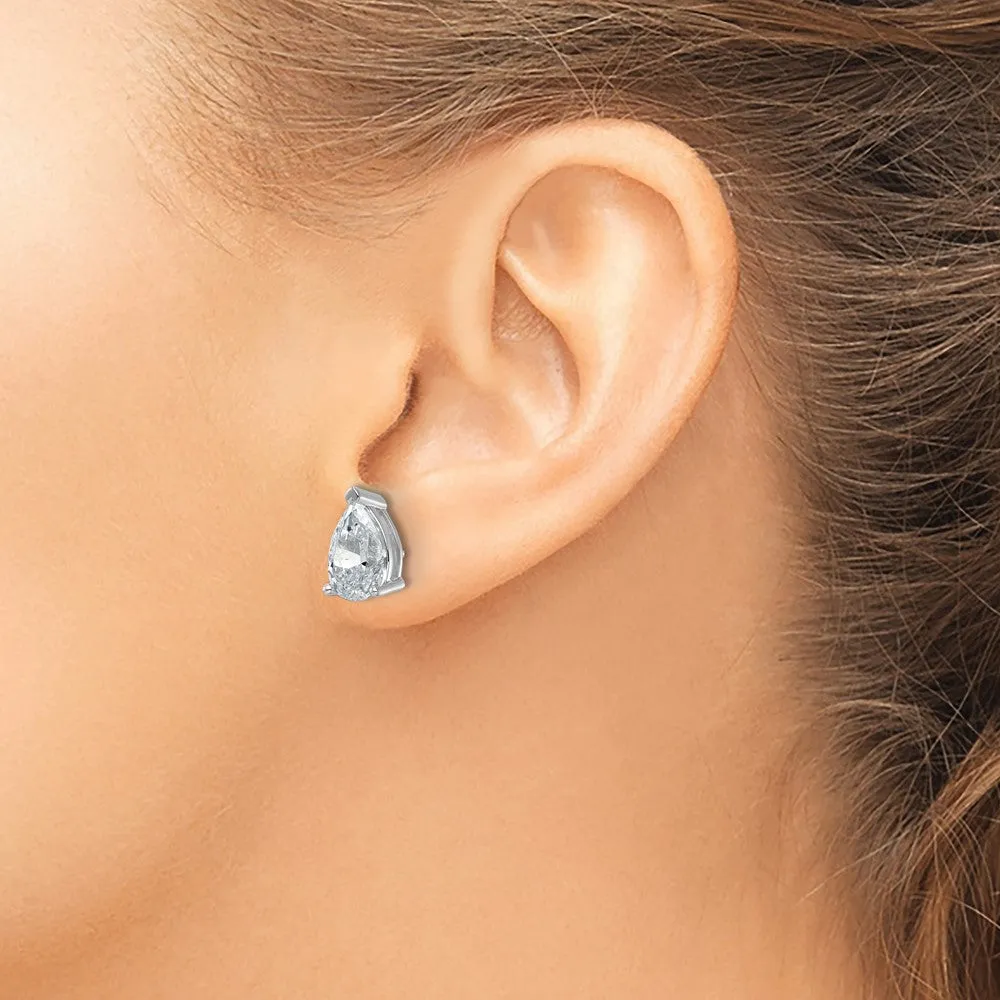 14k White Gold 5 ct Pear Lab Grown Diamond Stud Earrings VS Clarity, G-H Color
