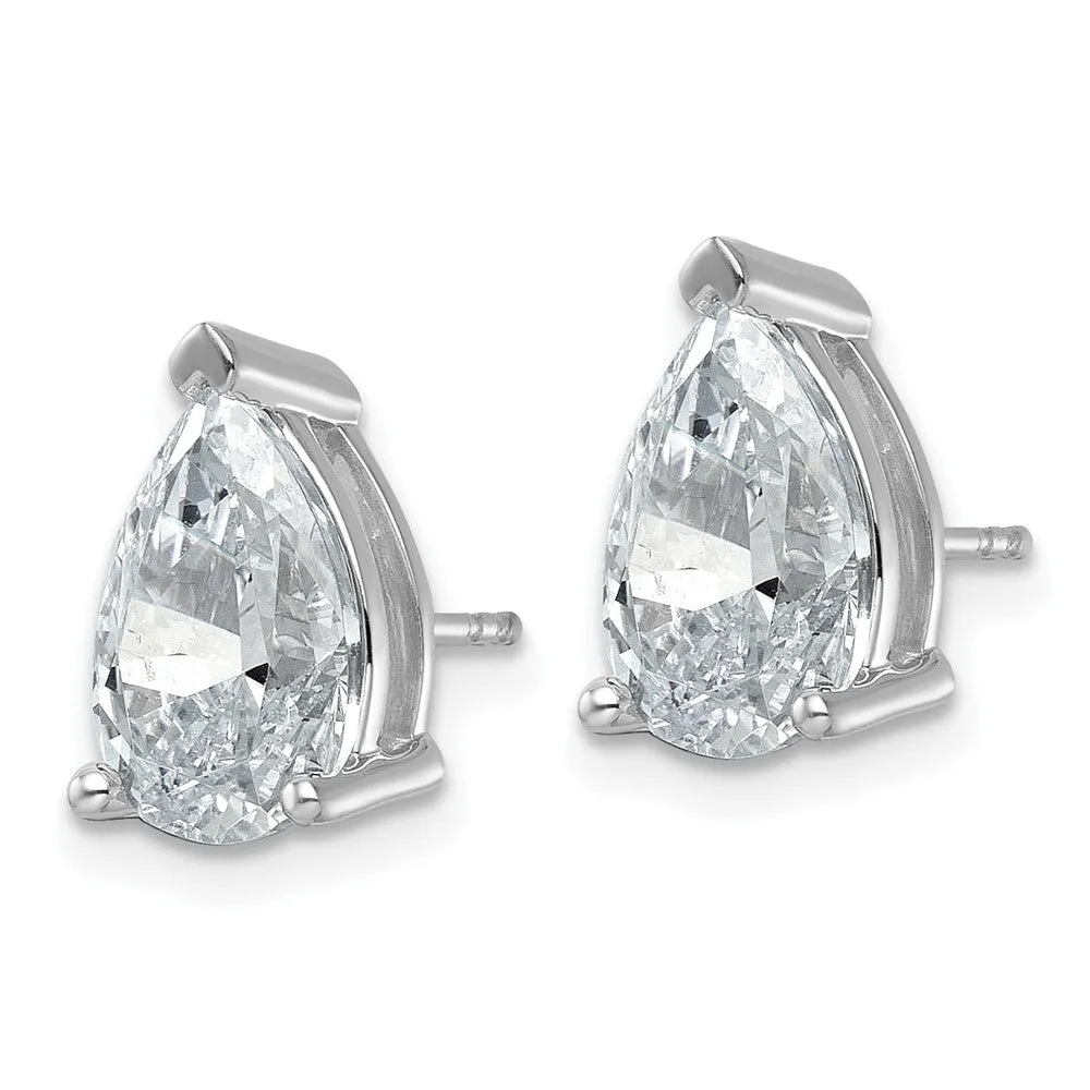 14k White Gold 5 ct Pear Lab Grown Diamond Stud Earrings VS Clarity, G-H Color