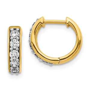 14k Yellow Gold 1/2 ct Lab Grown Diamond Hinged Hoop Earrings VS Clarity, G-H Color