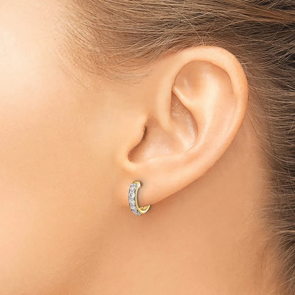 14k Yellow Gold 1/2 ct Lab Grown Diamond Hinged Hoop Earrings VS Clarity, G-H Color