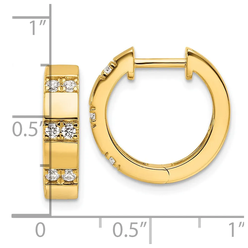 14k Yellow Gold 1/3 ct Lab Grown Diamond Hinged Hoop Earrings VS Clarity, G-H Color