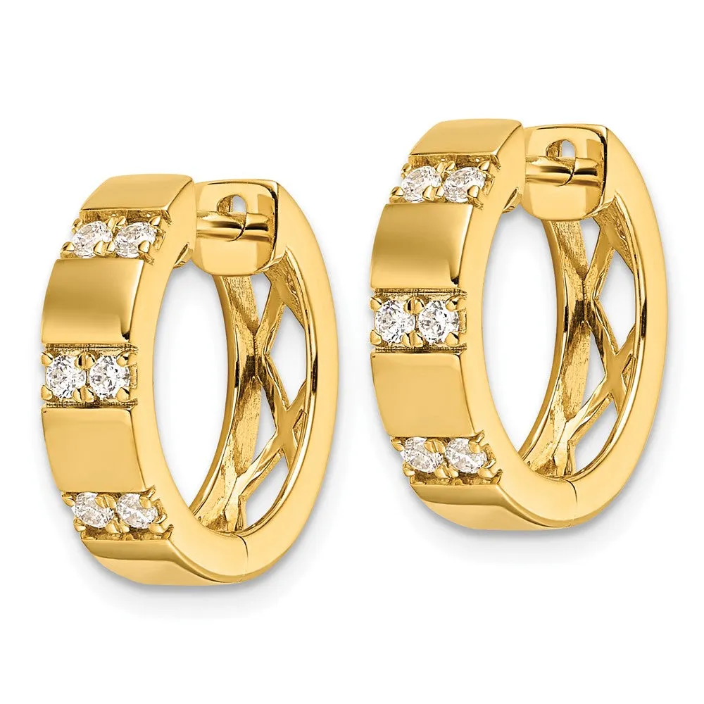 14k Yellow Gold 1/3 ct Lab Grown Diamond Hinged Hoop Earrings VS Clarity, G-H Color