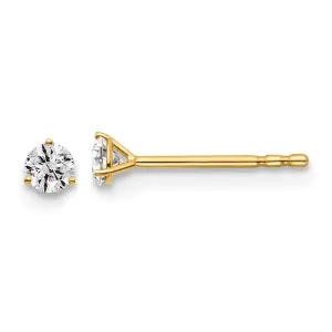 14k Yellow Gold 1/7 ct Round Lab Grown Diamond Stud Earrings VS Clarity, D-E Color