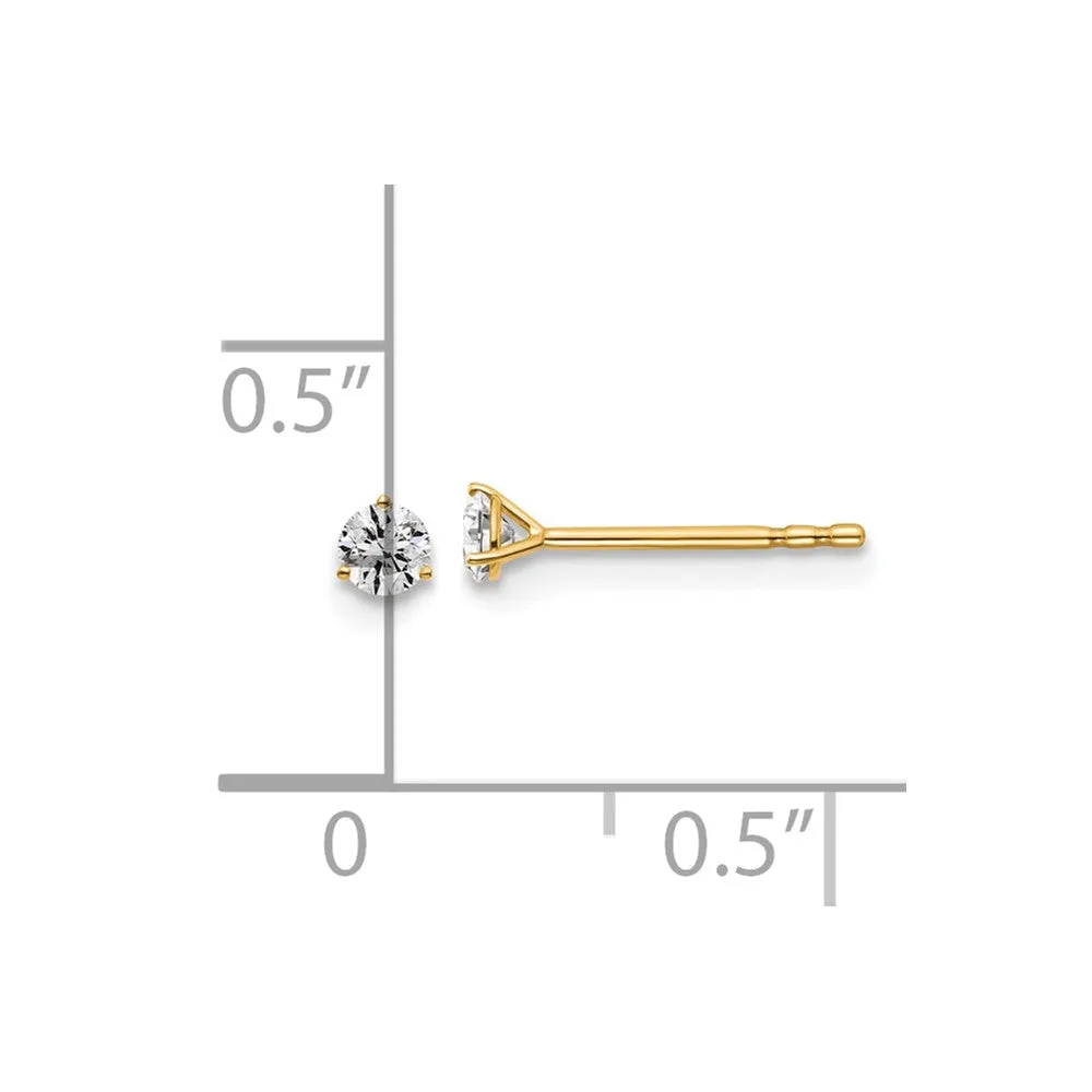 14k Yellow Gold 1/7 ct Round Lab Grown Diamond Stud Earrings VS Clarity, D-E Color