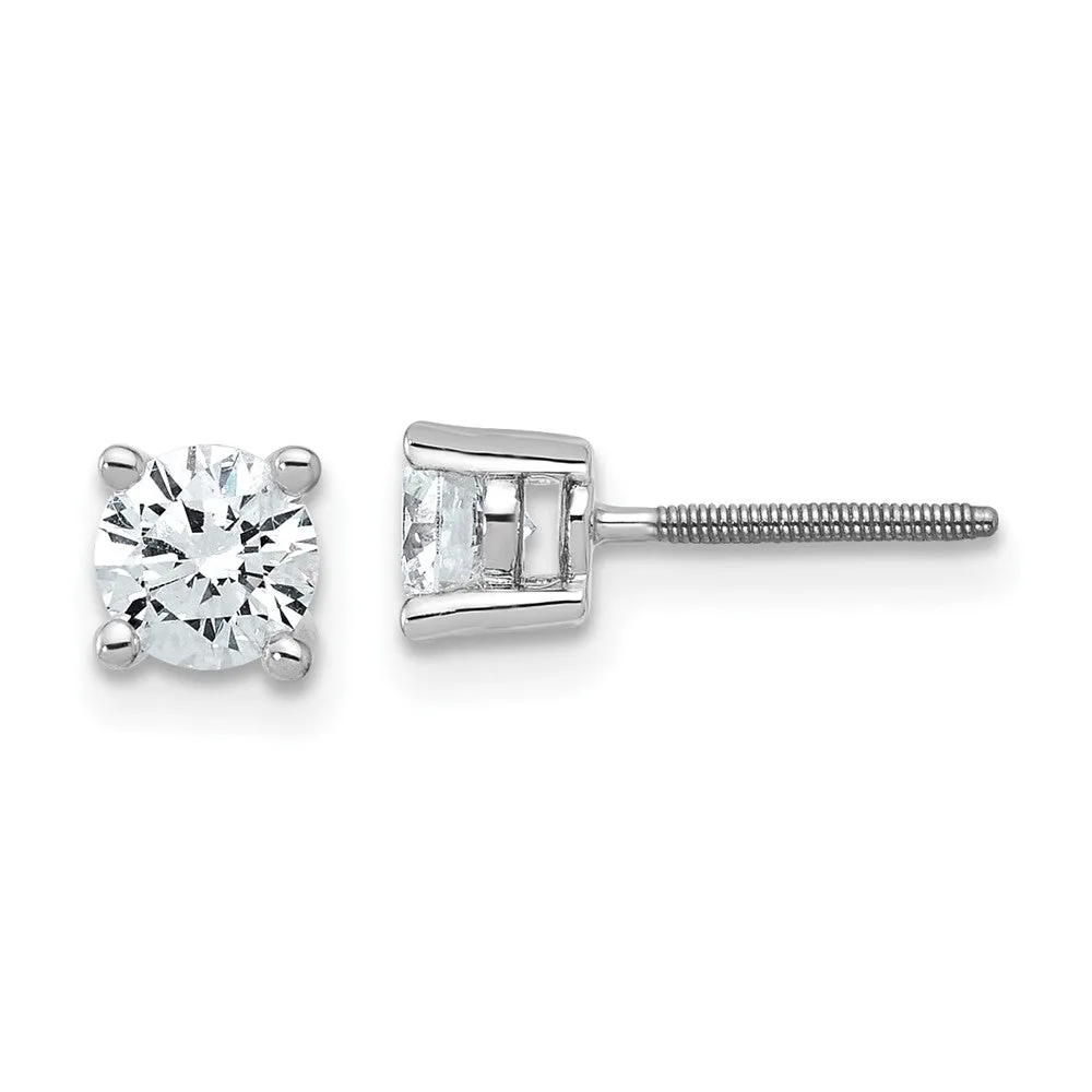 14k Yellow Gold 3/4 ct Round Lab Grown Diamond Stud Earrings Screw Back VS Clarity, G-H Color