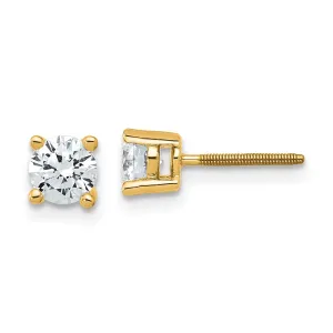 14k Yellow Gold 3/4 ct Round Lab Grown Diamond Stud Earrings Screw Back VS Clarity, G-H Color