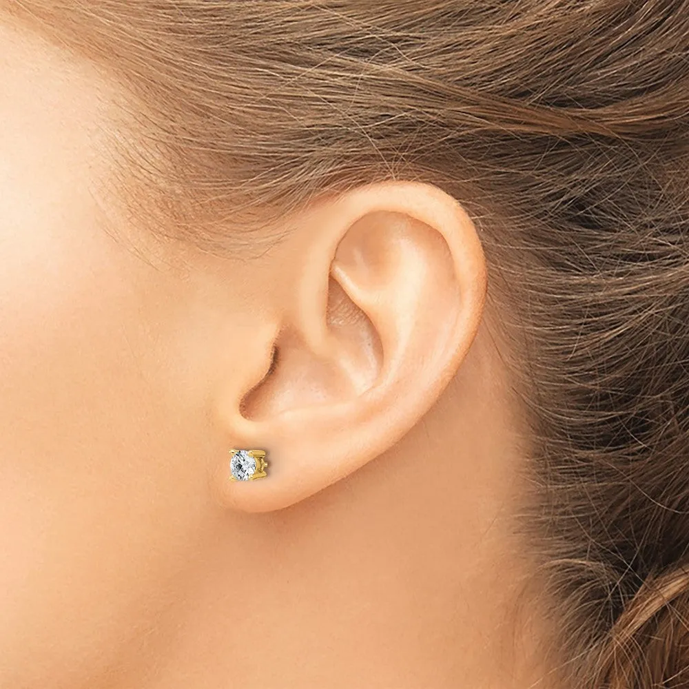 14k Yellow Gold 3/4 ct Round Lab Grown Diamond Stud Earrings Screw Back VS Clarity, G-H Color
