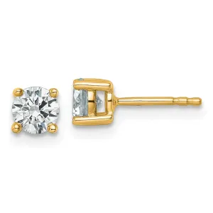 14k Yellow Gold 7/8 ct Round Lab Grown Diamond Stud Earrings VS Clarity, G-H Color