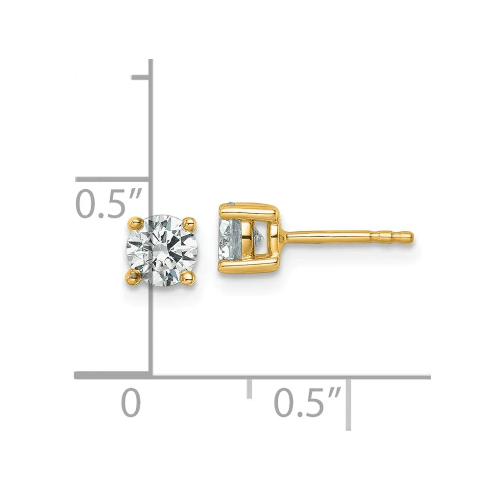 14k Yellow Gold 7/8 ct Round Lab Grown Diamond Stud Earrings VS Clarity, G-H Color