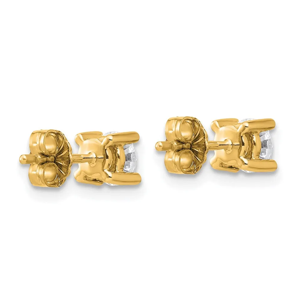 14k Yellow Gold 7/8 ct Round Lab Grown Diamond Stud Earrings VS Clarity, G-H Color