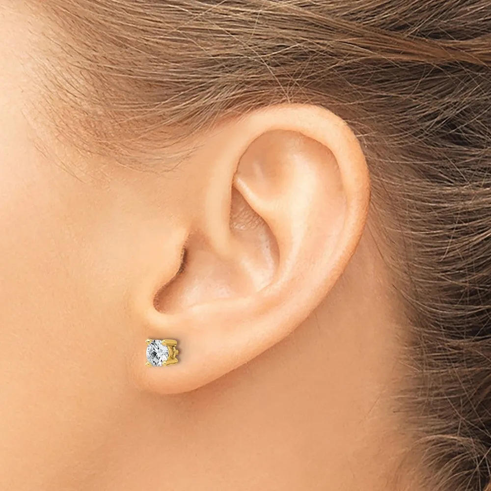 14k Yellow Gold 7/8 ct Round Lab Grown Diamond Stud Earrings VS Clarity, G-H Color