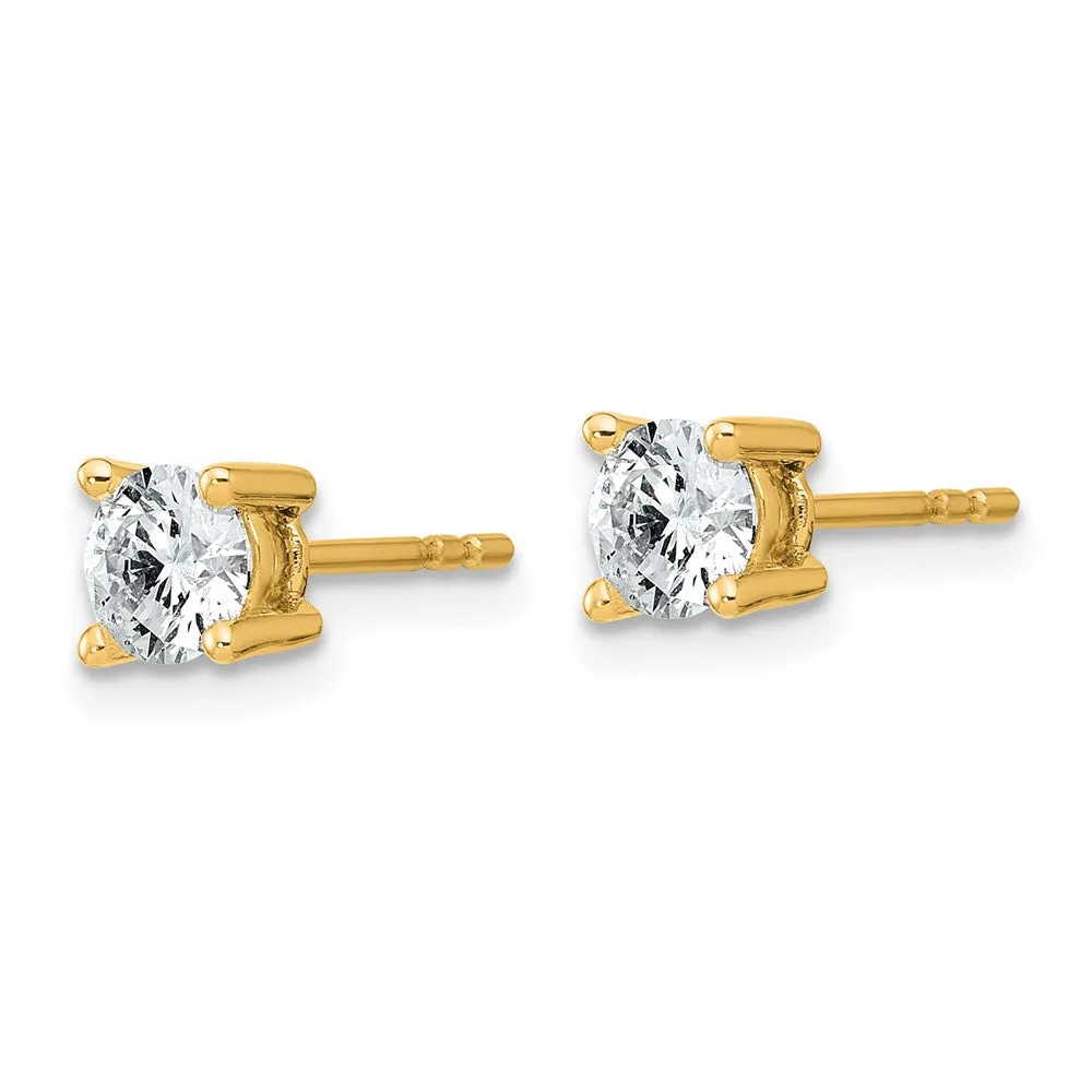 14k Yellow Gold 7/8 ct Round Lab Grown Diamond Stud Earrings VS Clarity, G-H Color