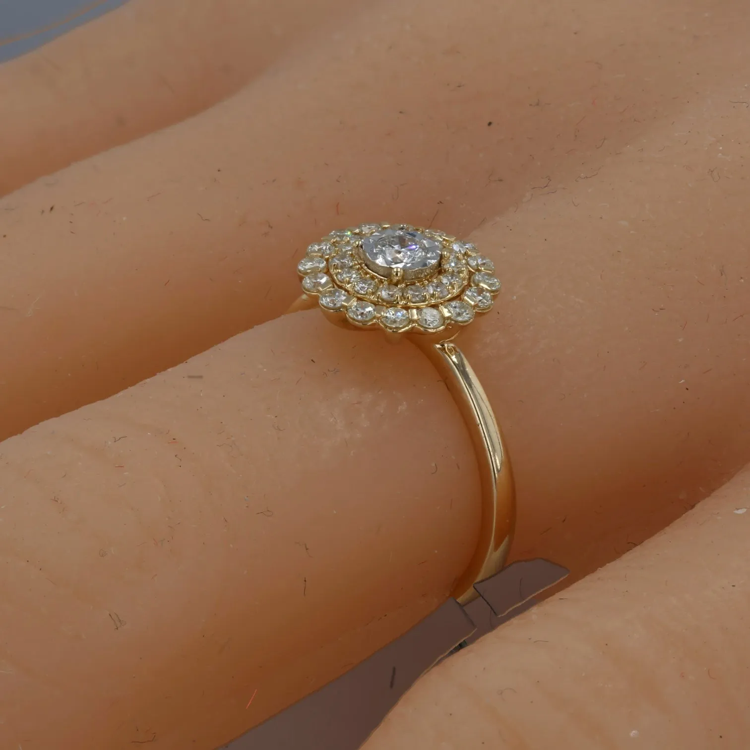 14K Yellow gold cluster halo natural diamonds ring-RG5996Y