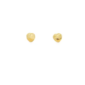 14K Yellow Gold Tiny Heart Shape Baby Earrings