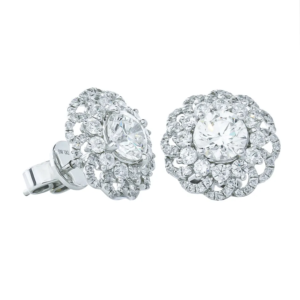 18ct White Gold 2.05ct Diamond Cluster Studs