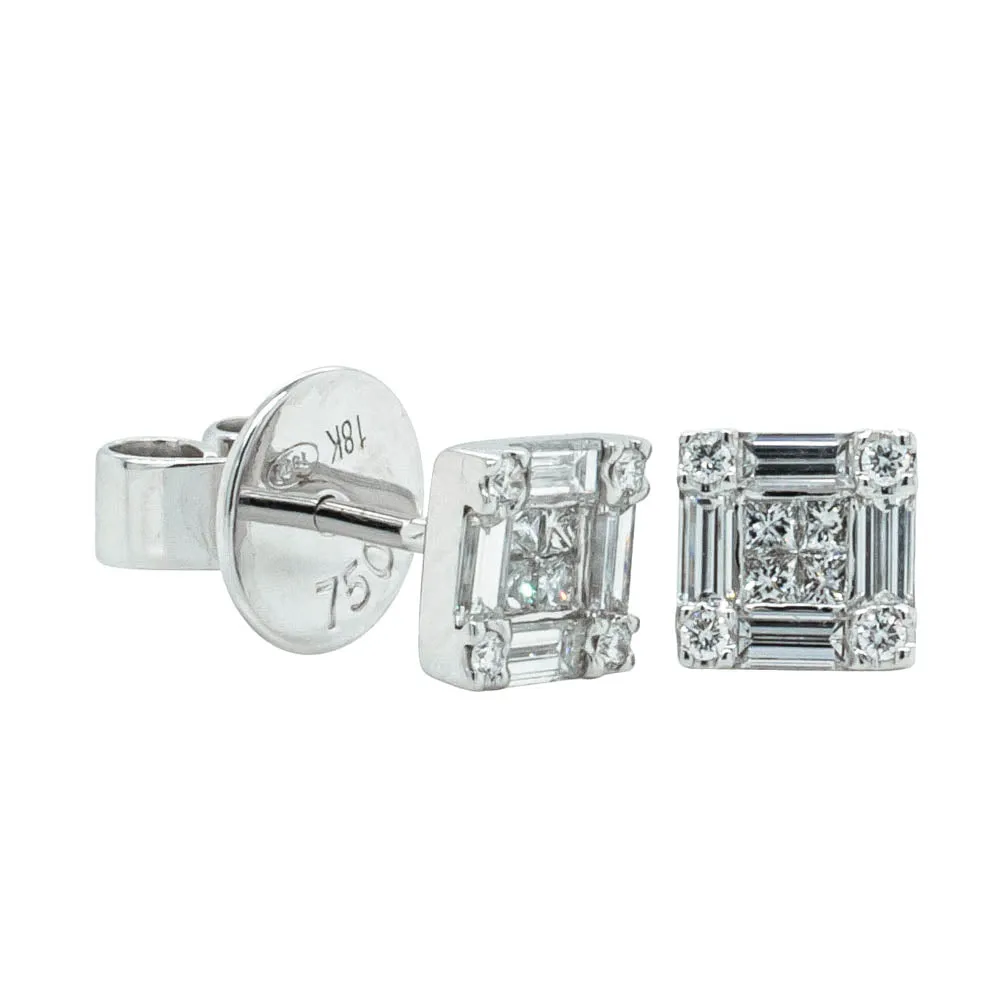 18ct White Gold Diamond Quattro Stud Earrings