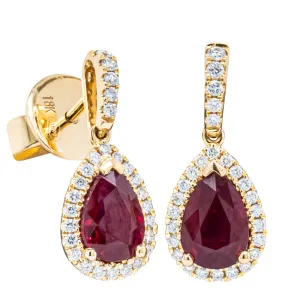 18ct Yellow Gold 1.93ct Ruby & Diamond Earrings