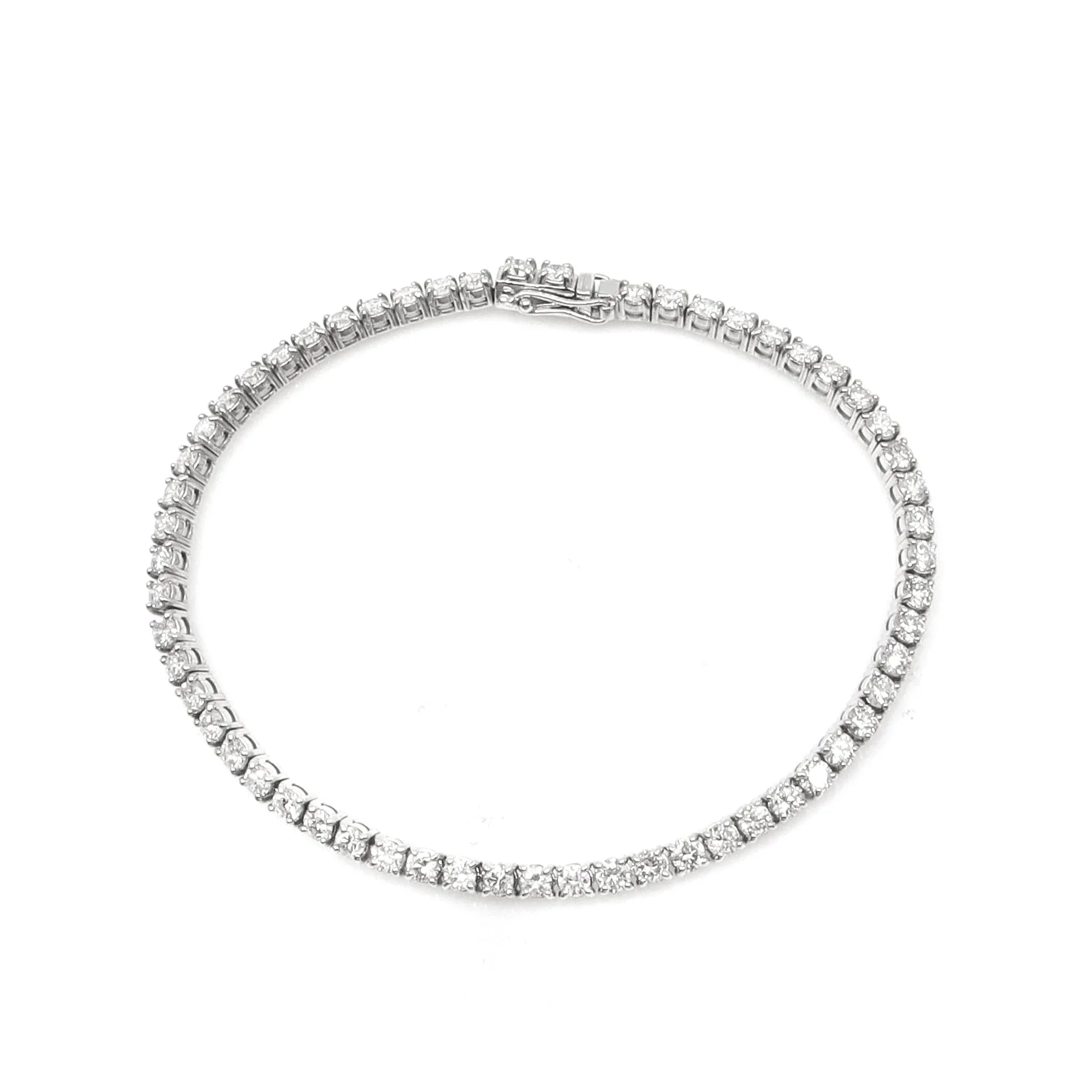 18K White Gold Tdw. 4.05ct Diamond Tennis Bracelet - 20730291