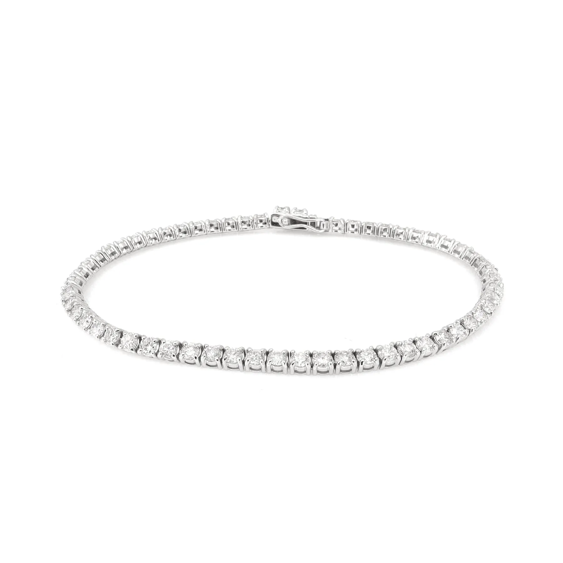 18K White Gold Tdw. 4.05ct Diamond Tennis Bracelet - 20730291