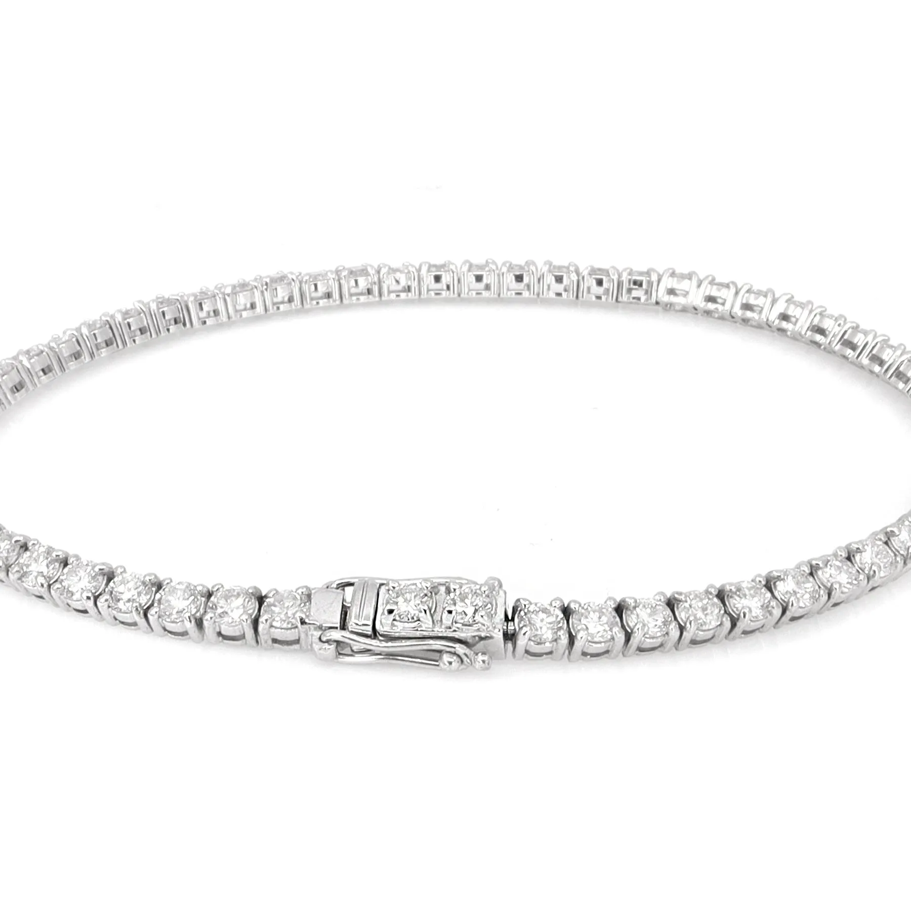 18K White Gold Tdw. 4.05ct Diamond Tennis Bracelet - 20730291