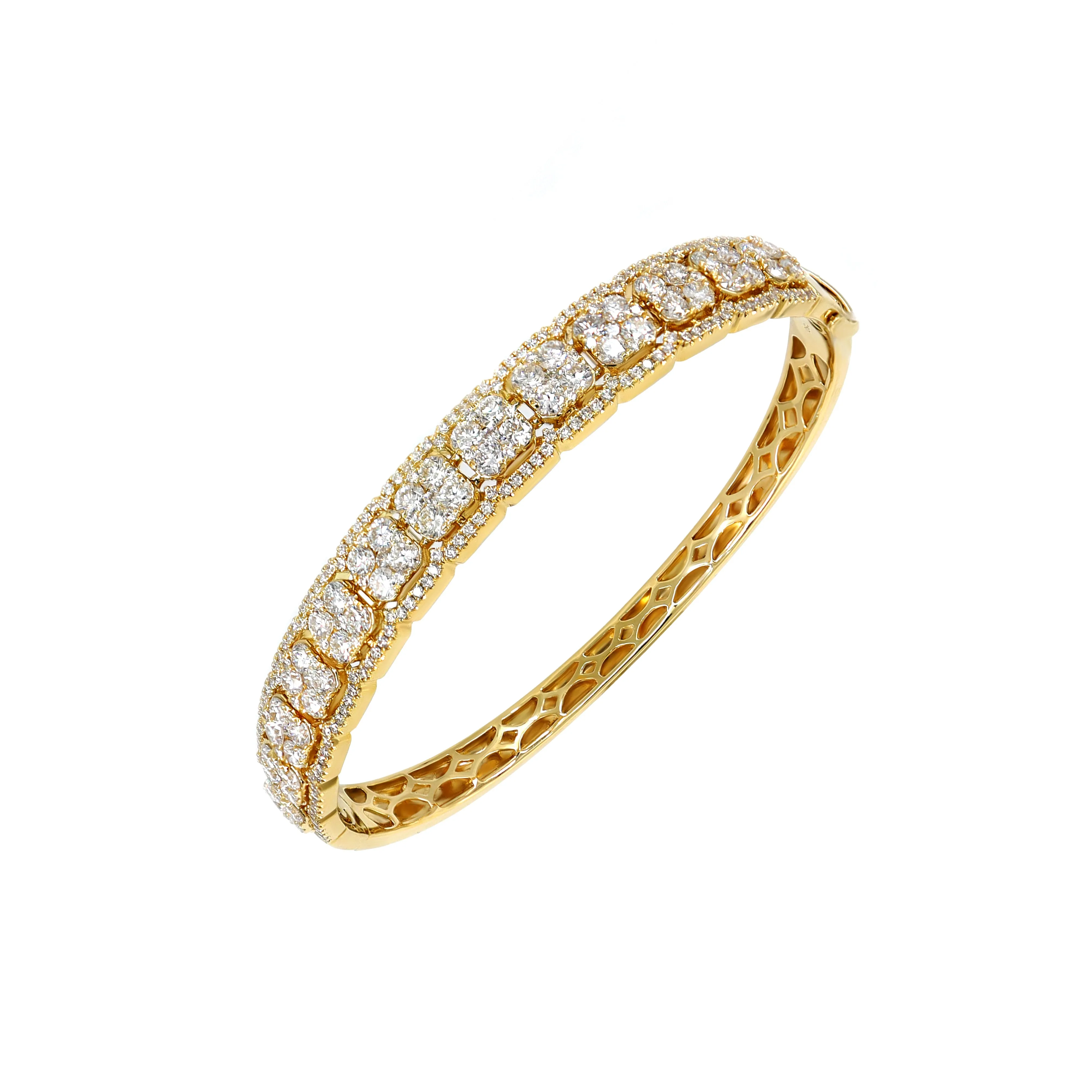 18K Yellow Gold Tdw. 3.85ct Diamond Bangle - 20738068