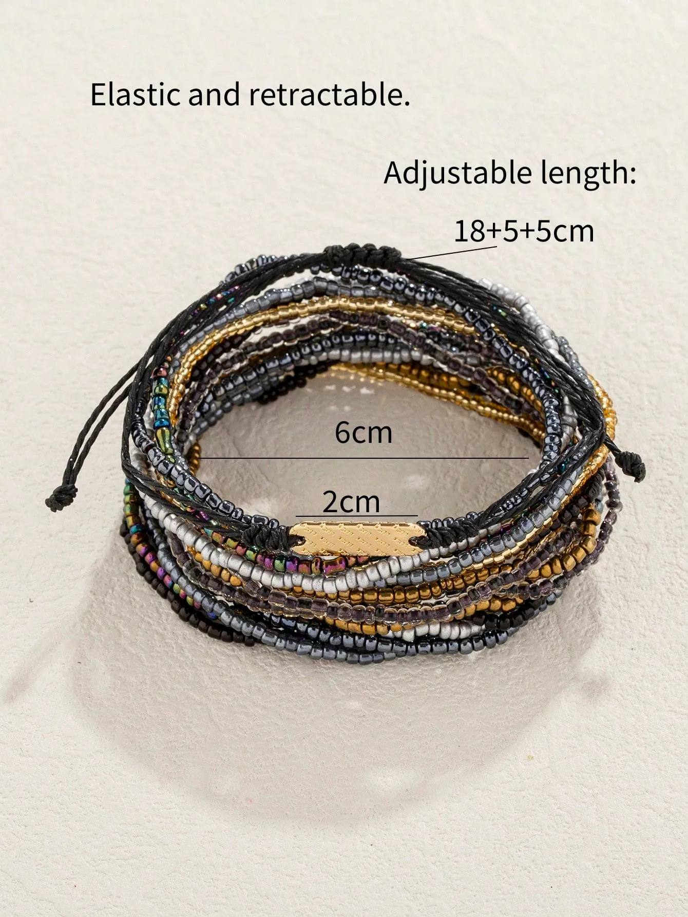 18pcs Women Bohemian Style Glass Bead & Seed Bead Stackable Colorful Bracelets