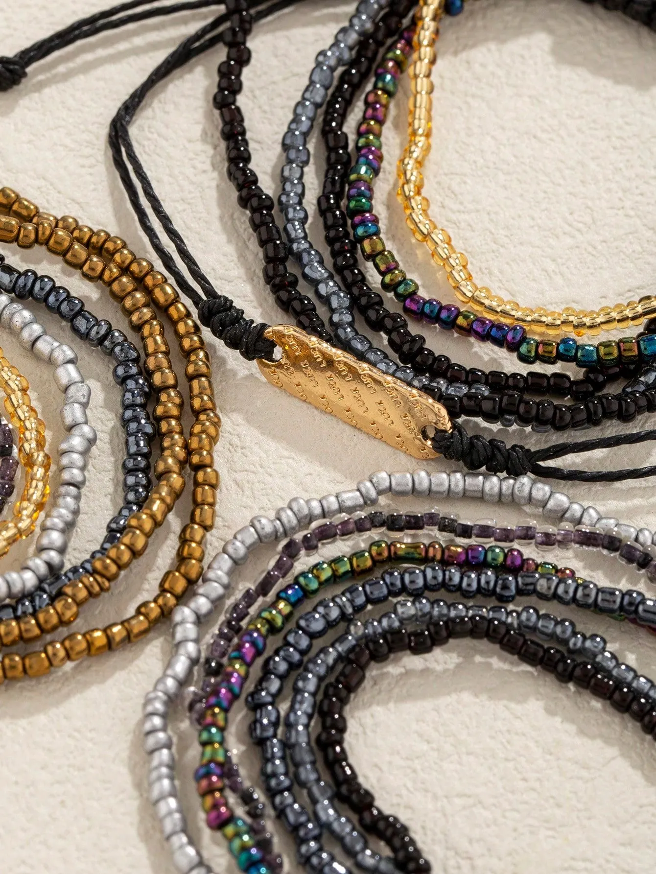 18pcs Women Bohemian Style Glass Bead & Seed Bead Stackable Colorful Bracelets