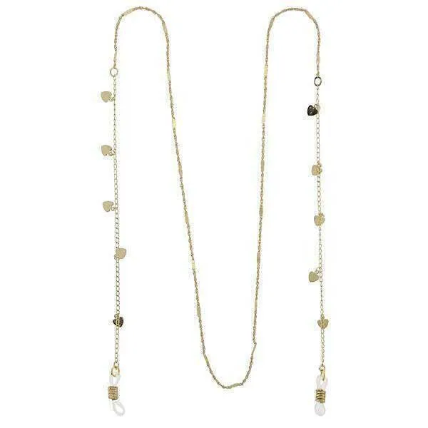 1928 Jewelry Heart Charms Eyeglass Holder Chain Necklace 32"