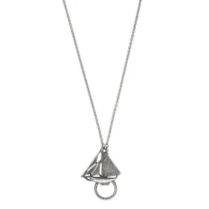 1928 Jewelry Sailboat Badge & Eyeglass Holder Chain Necklace 28"