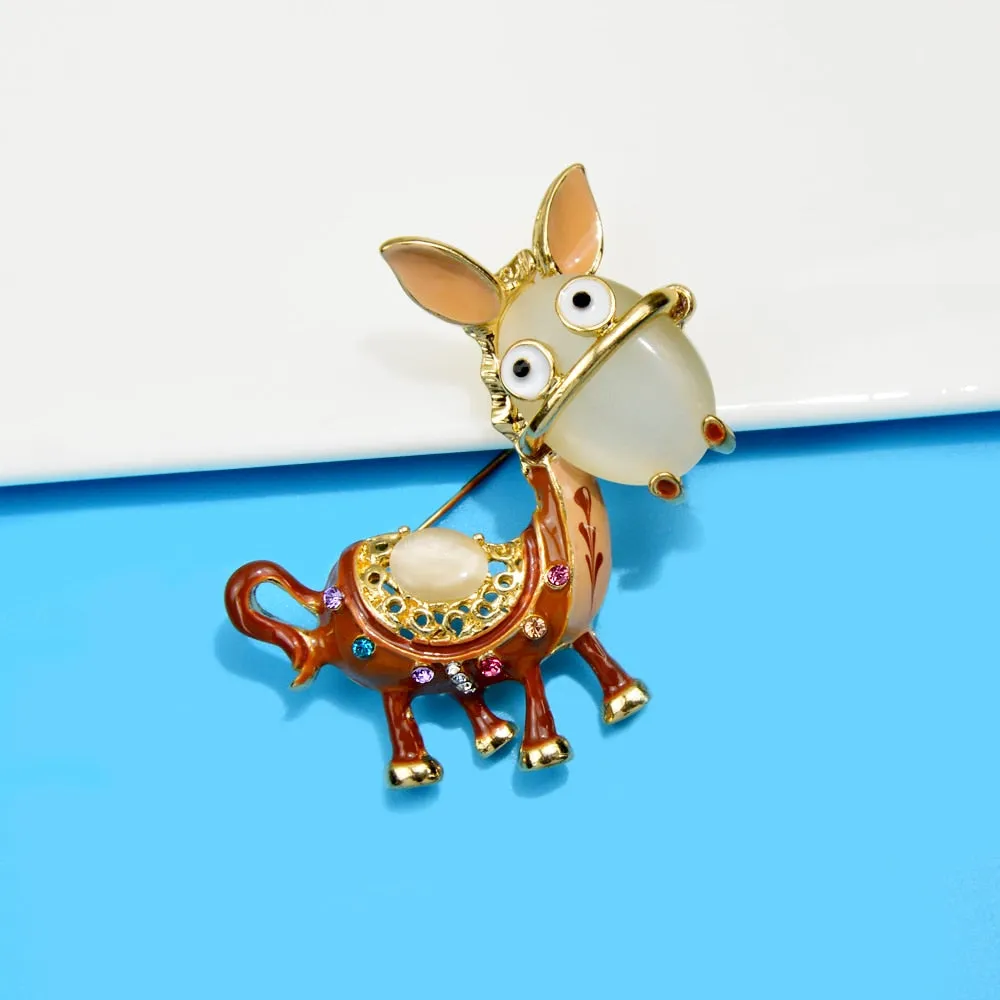 2 Colors Available Opal Donkey Pin Brooches For Women