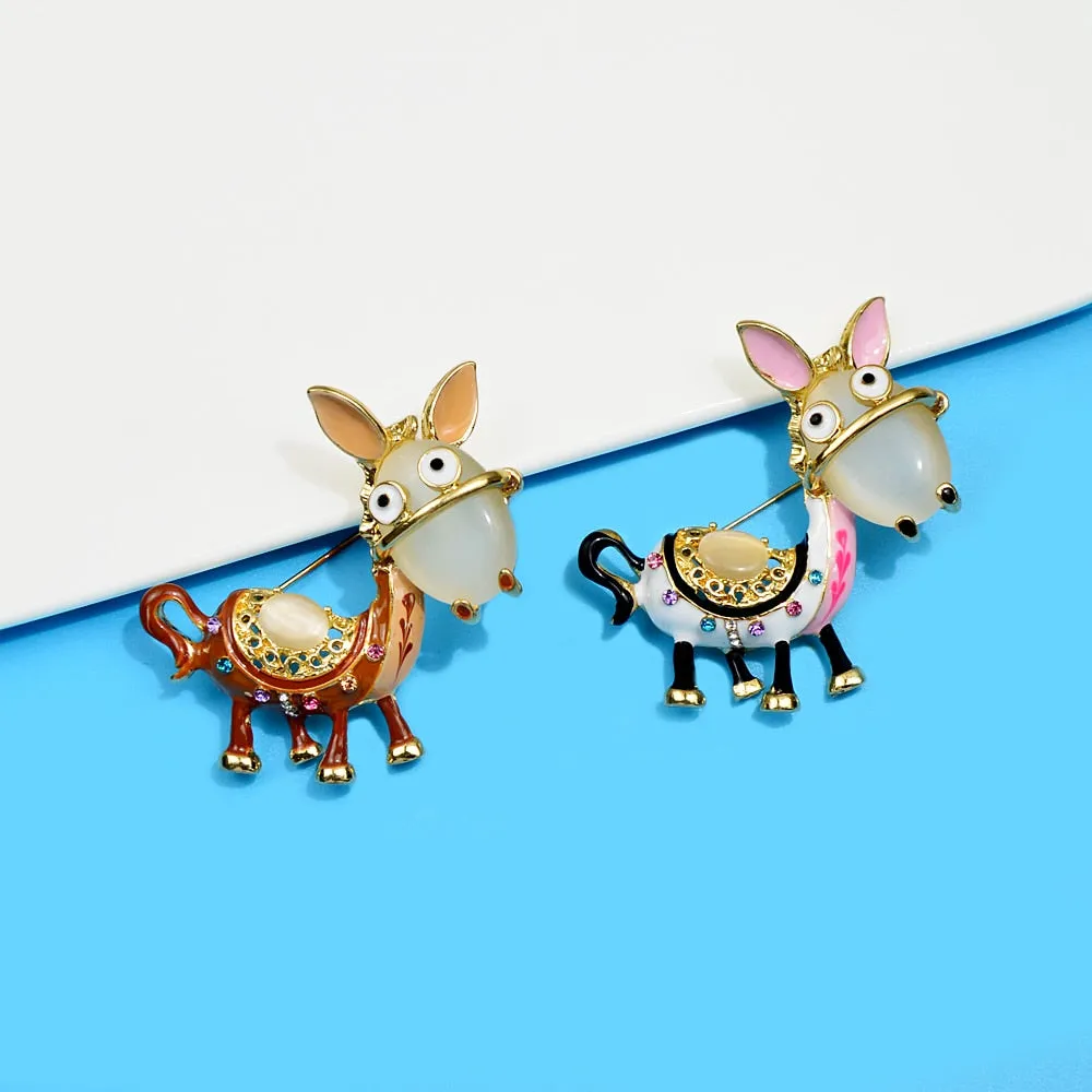 2 Colors Available Opal Donkey Pin Brooches For Women