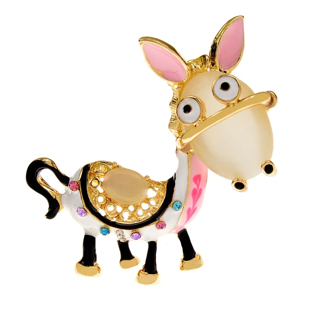 2 Colors Available Opal Donkey Pin Brooches For Women