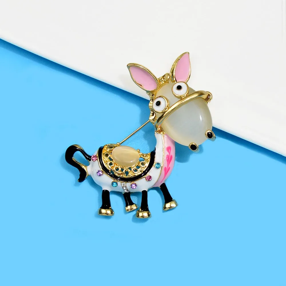 2 Colors Available Opal Donkey Pin Brooches For Women