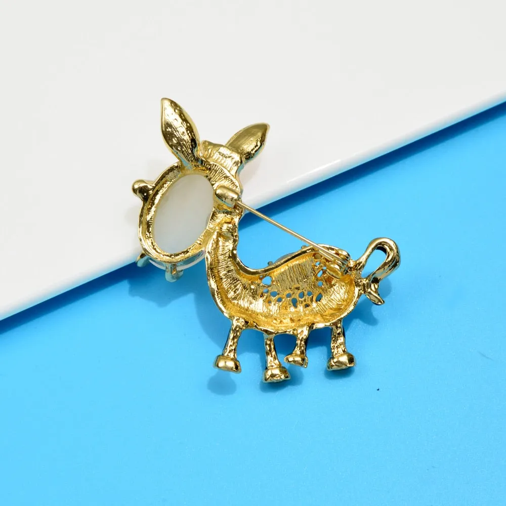 2 Colors Available Opal Donkey Pin Brooches For Women