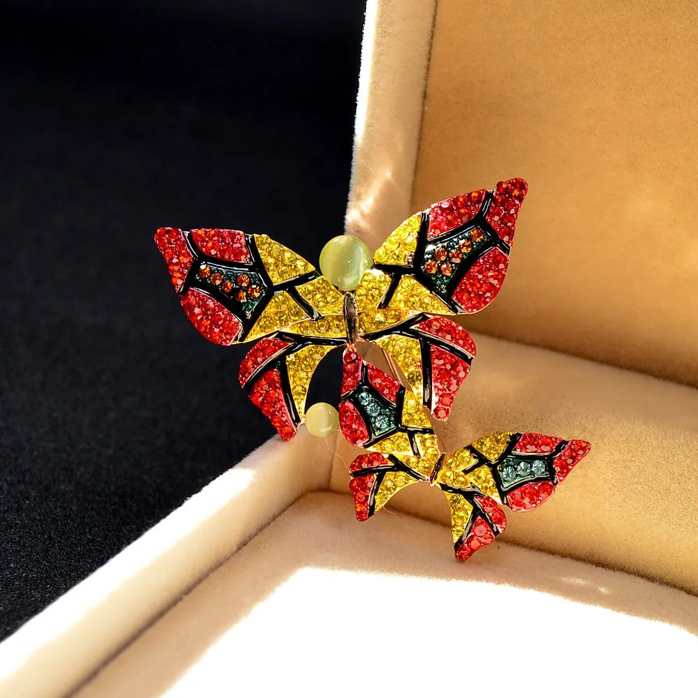 2 Colors Available Rhinestone Butterfly Pin Brooches For Women