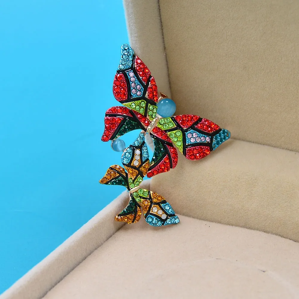 2 Colors Available Rhinestone Butterfly Pin Brooches For Women