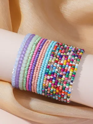 20pcs Bohemian Style Multicolor Rice Beads Artificial Crystal Glass Beaded