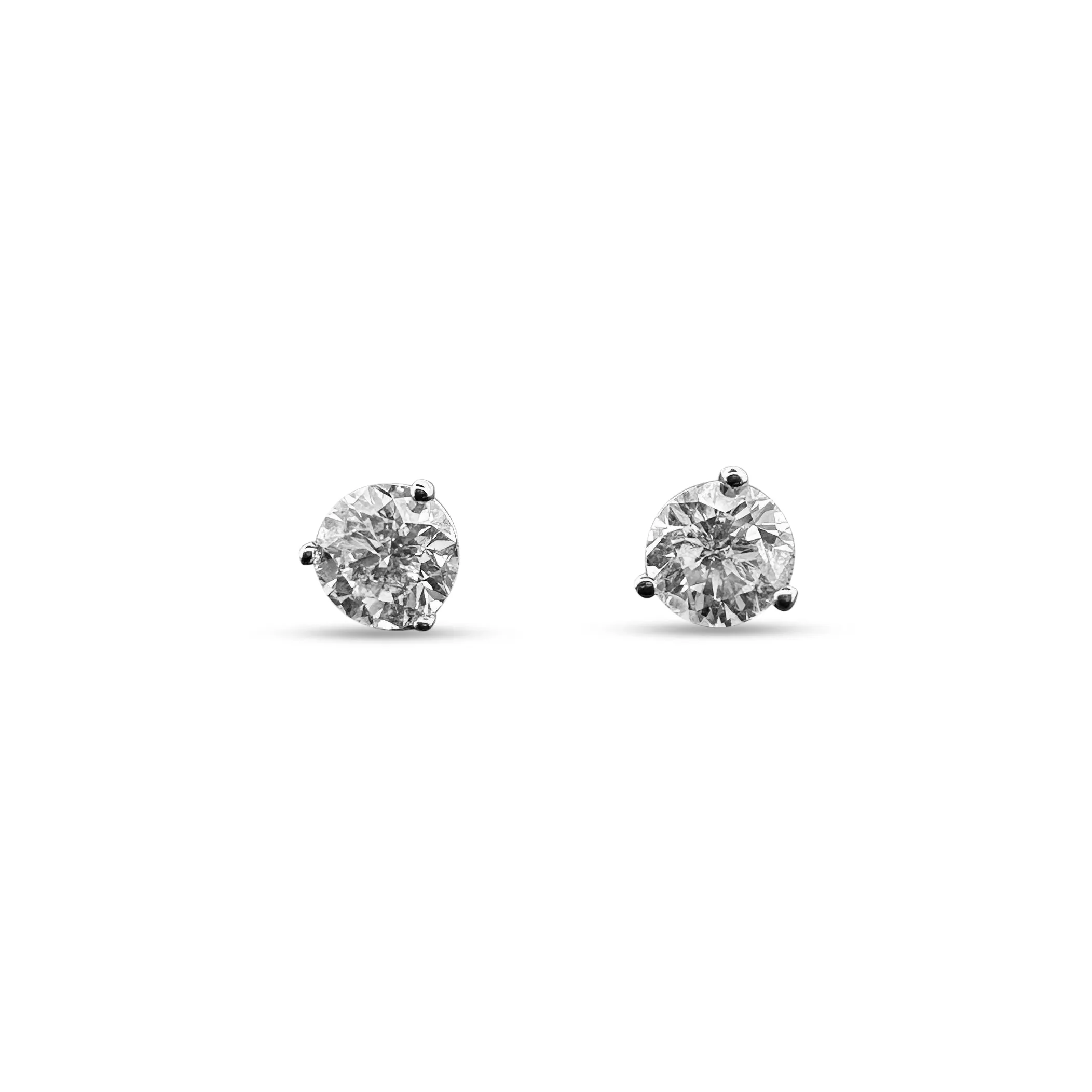 2.24ctw Round Brilliant Natural Diamond Stud Earrings in 14k White Gold