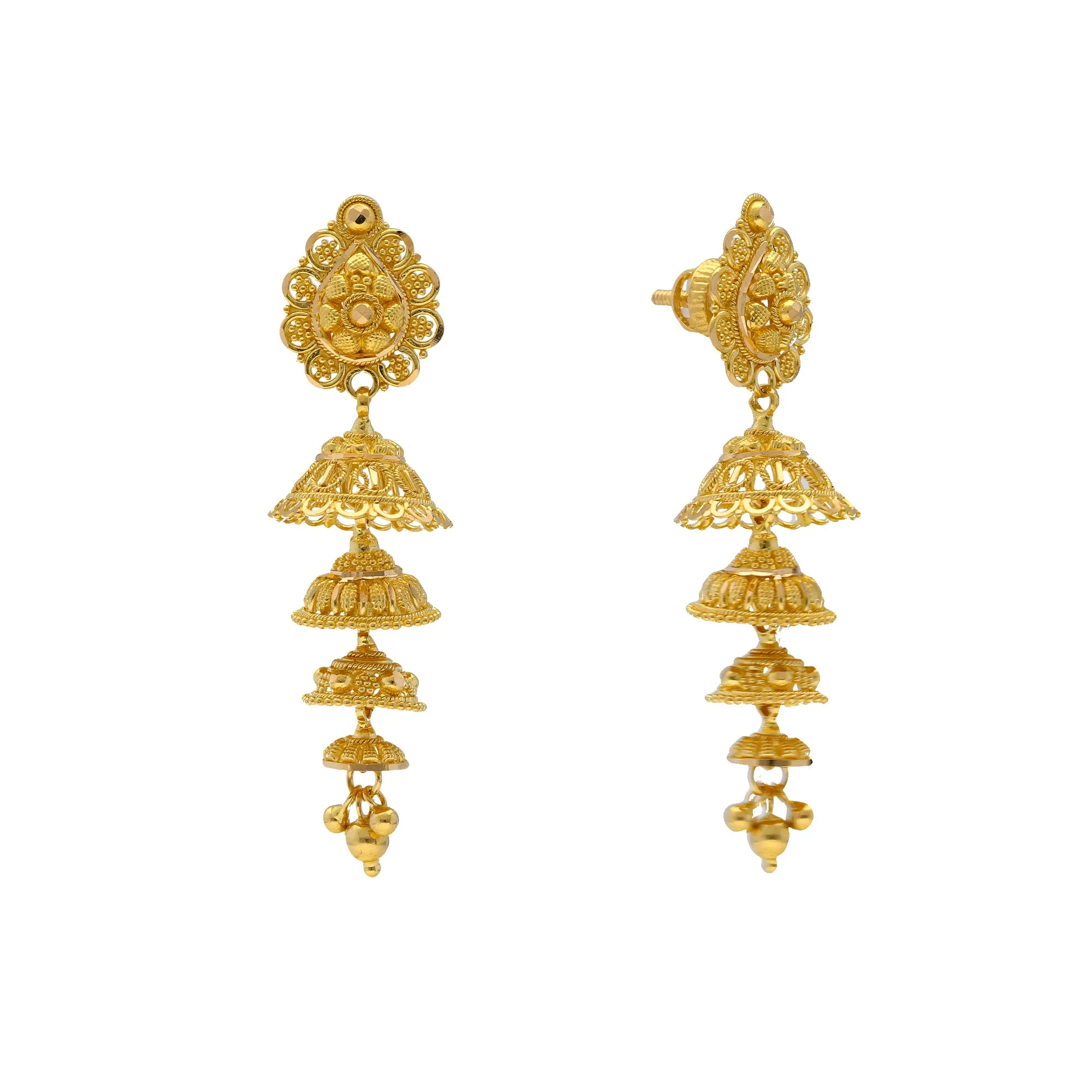 22K Yellow Gold Jhumka Earrings (12.4gm)