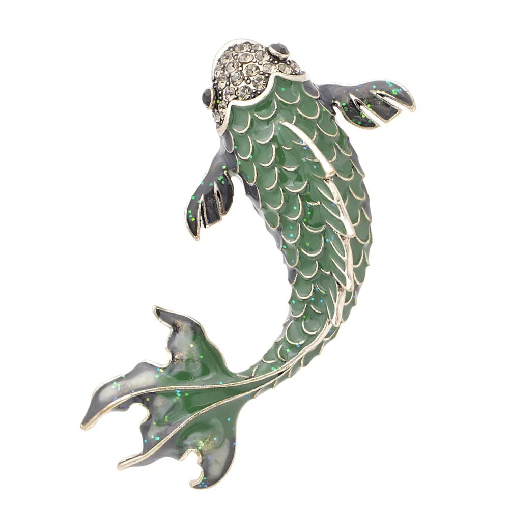 3 Colors Available Red Enamel Fish Brooches for Women