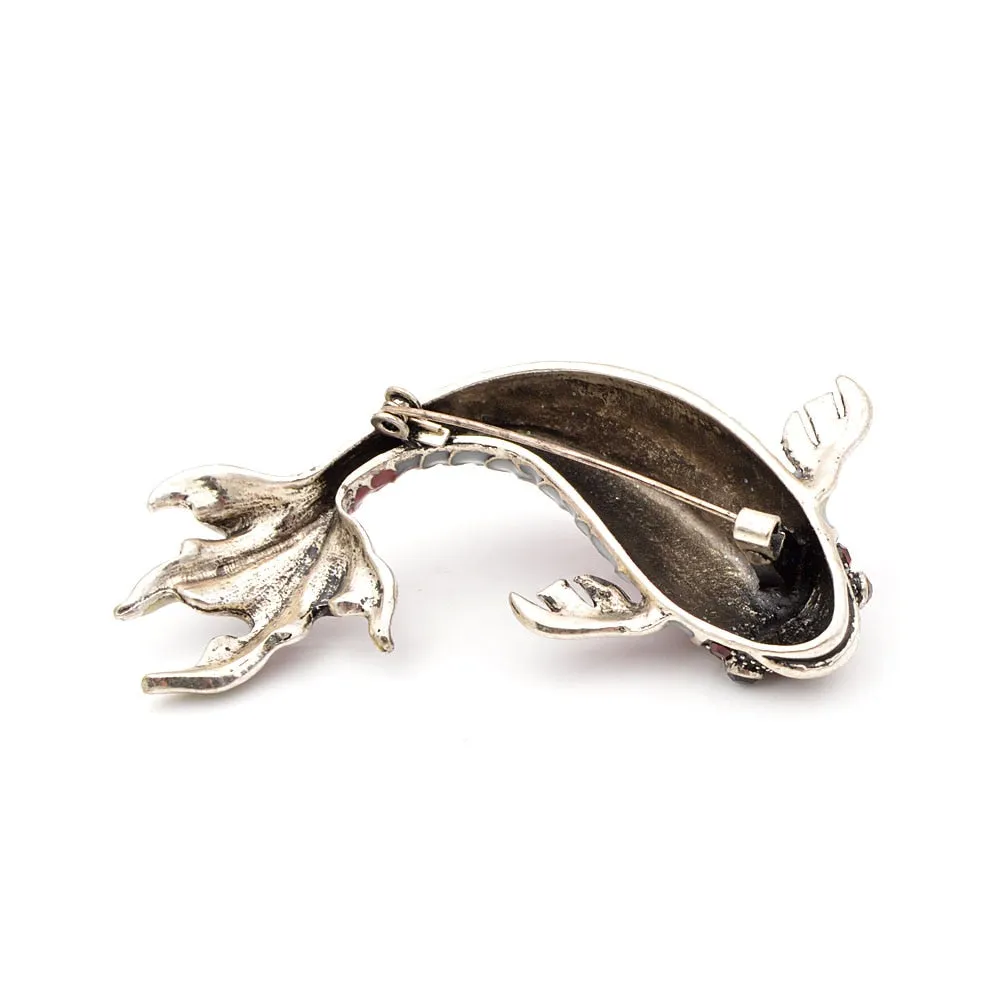 3 Colors Available Red Enamel Fish Brooches for Women