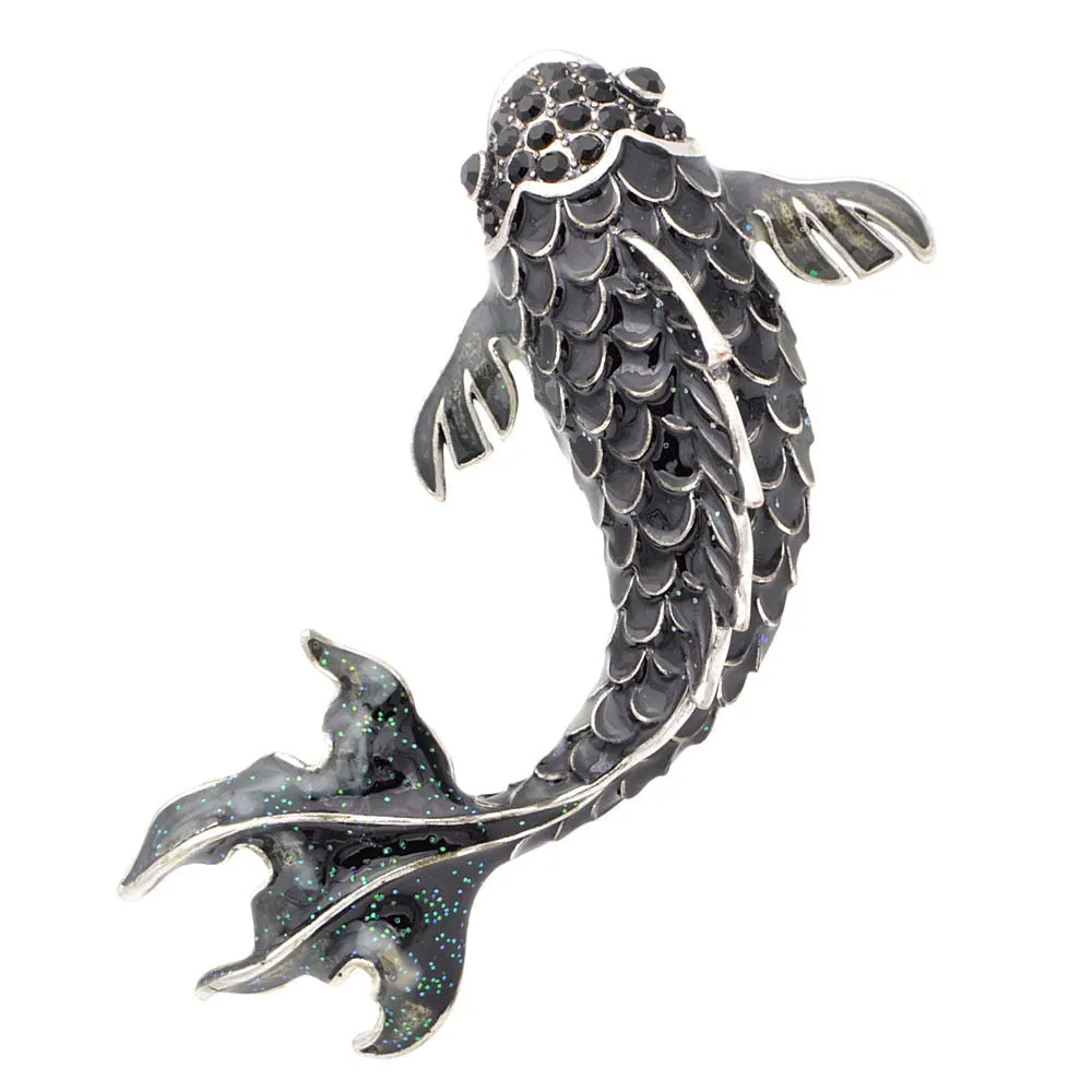 3 Colors Available Red Enamel Fish Brooches for Women