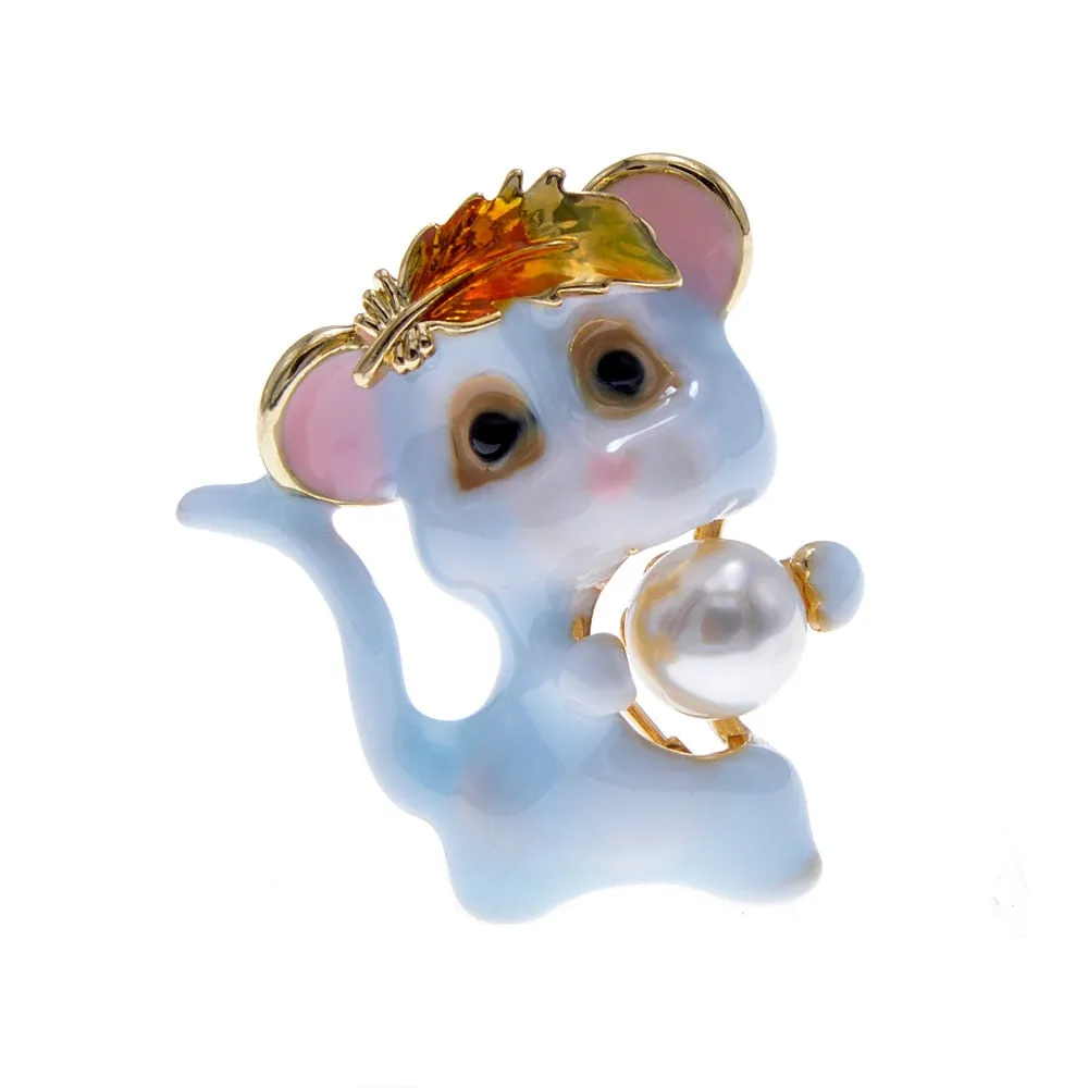 4 Colors Choose Enamel Mouse Brooches