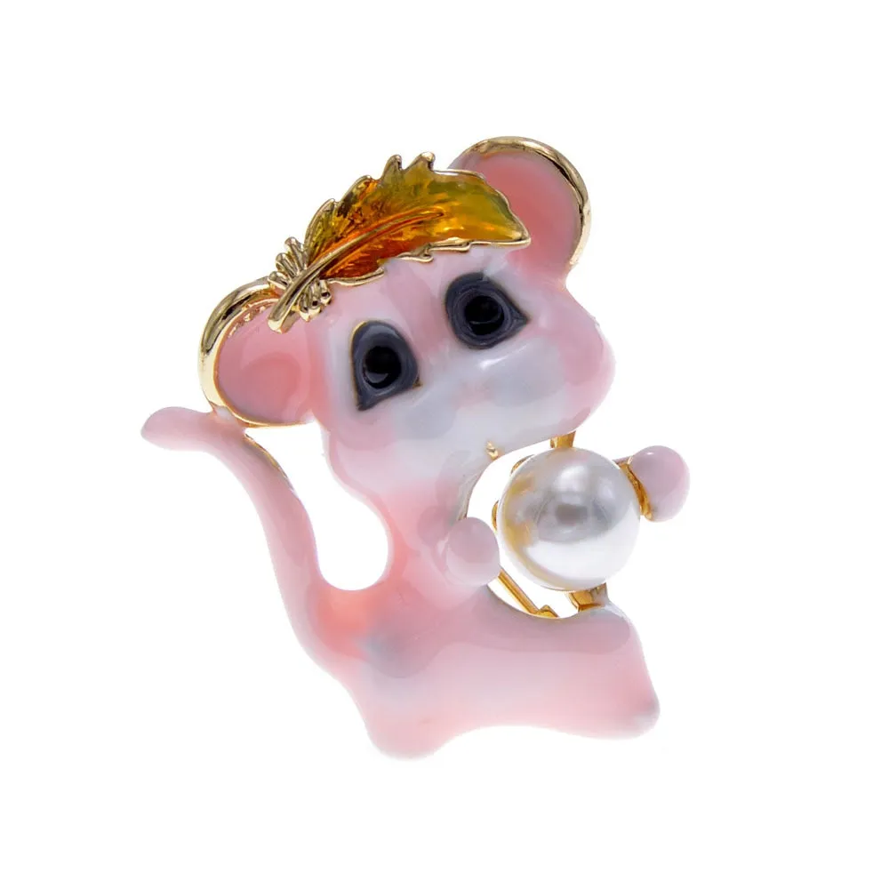 4 Colors Choose Enamel Mouse Brooches