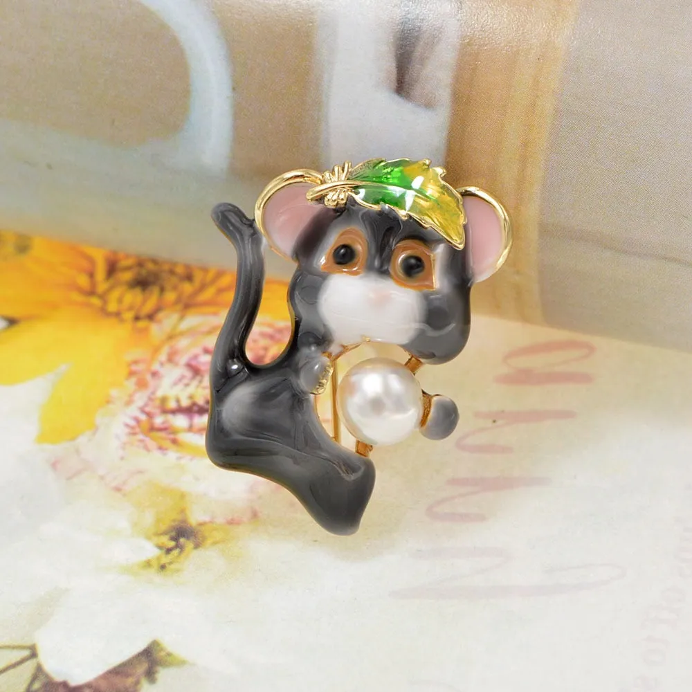 4 Colors Choose Enamel Mouse Brooches