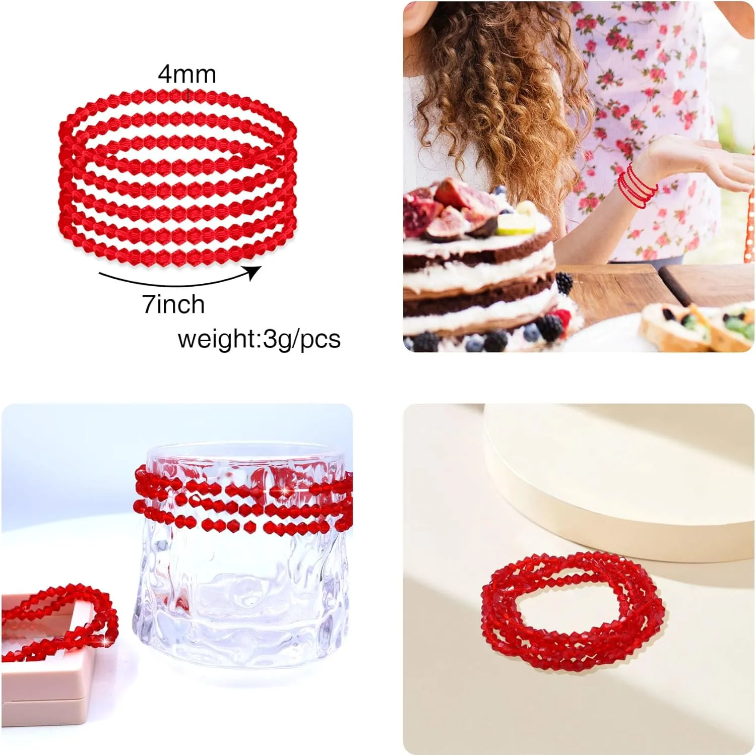 5Pcs Stretch Crystals Beaded Birthstone Bracelets for Women Dainty Handmade Crystal Stackable Bracelet Birth Stone Bracelets To Daughter Mom Birthday Unique Jewelry Gifts