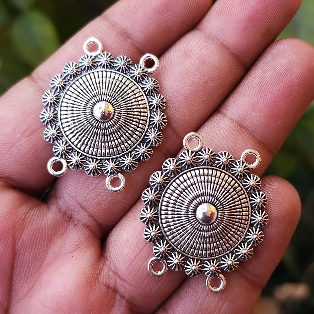 6 PIECES PACK' APPROX SIZE 35X18 MM SILVER OXIDIZED CONNECTOR FINDINGS USED IN DIY JEWELLERY MAKING