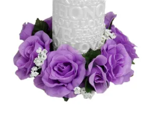 8 Pack of Artificial Lavender Rose Candle Rings  Wedding Centerpiece Table Decoration