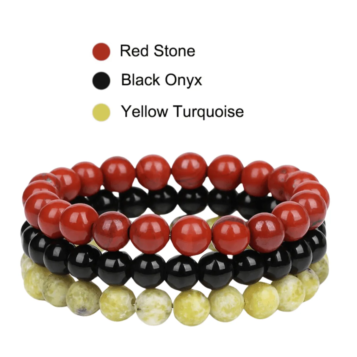 8mm 3Pcs Natural Stone Bracelet