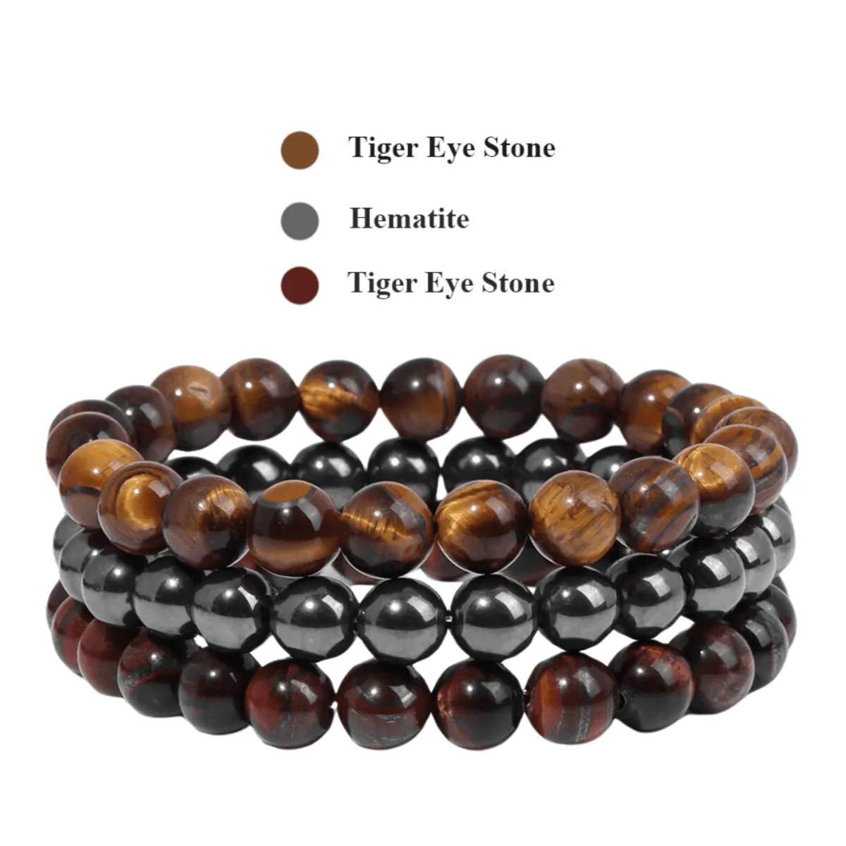 8mm 3Pcs Natural Stone Bracelet
